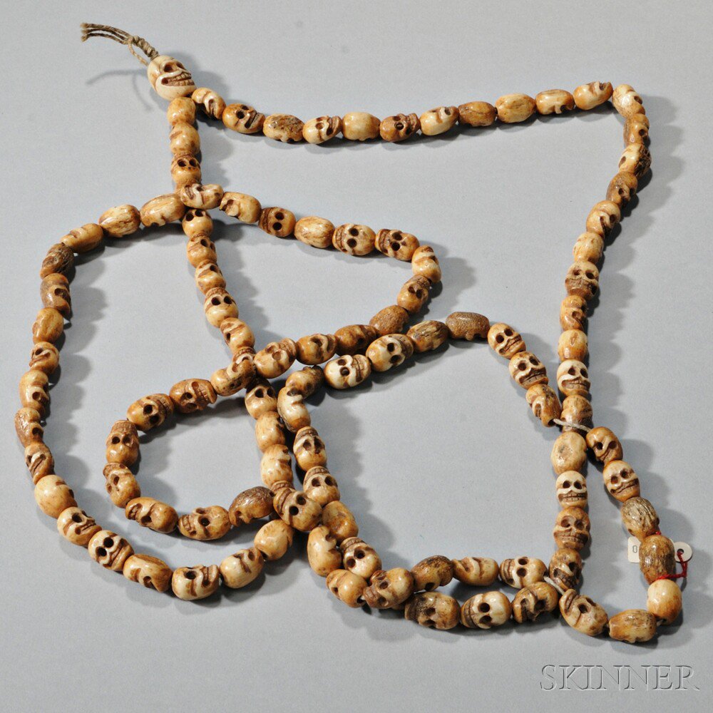 Appraisal: Necklace of Carved Bone Skull Beads Tibet th th century