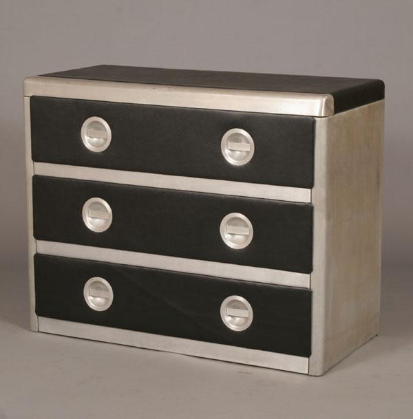 Appraisal: Machine Age Art Deco metal dresser w leather top and