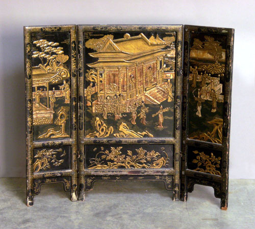 Appraisal: Oriental lacquer screen late th c h w