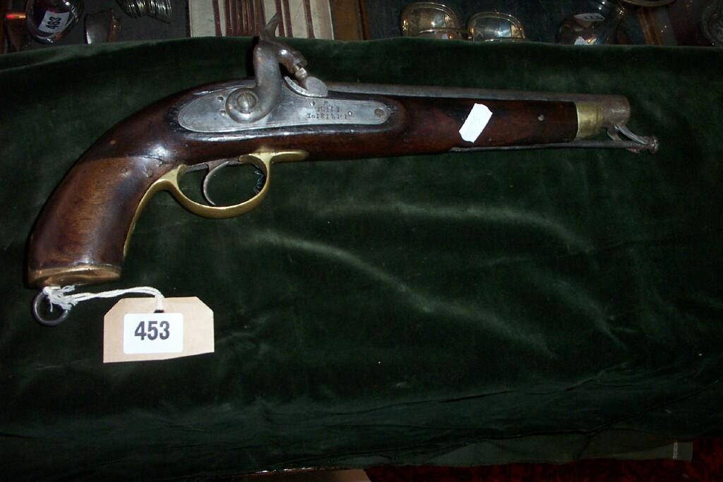 Appraisal: A percussion cap pistol with walnut stock -