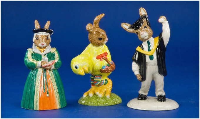 Appraisal: Royal Doulton Bunnykins Graduation Day Bunnykins DB and Easter Parade