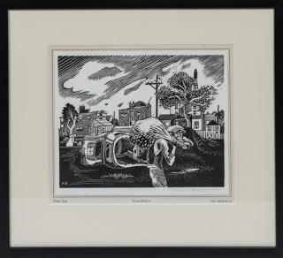 Appraisal: Aaron Bohrod American Aaron Bohrod American - West Side woodblock