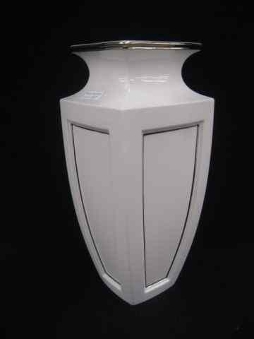 Appraisal: Lenox Porcelain Vase ''Solitaire White'' platinum trim panels '' excellent