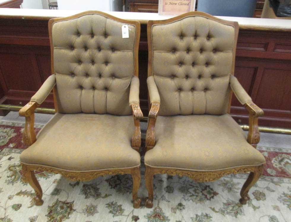 Appraisal: A PAIR OF LOUIS XV STYLE ARMCHAIRS th century having