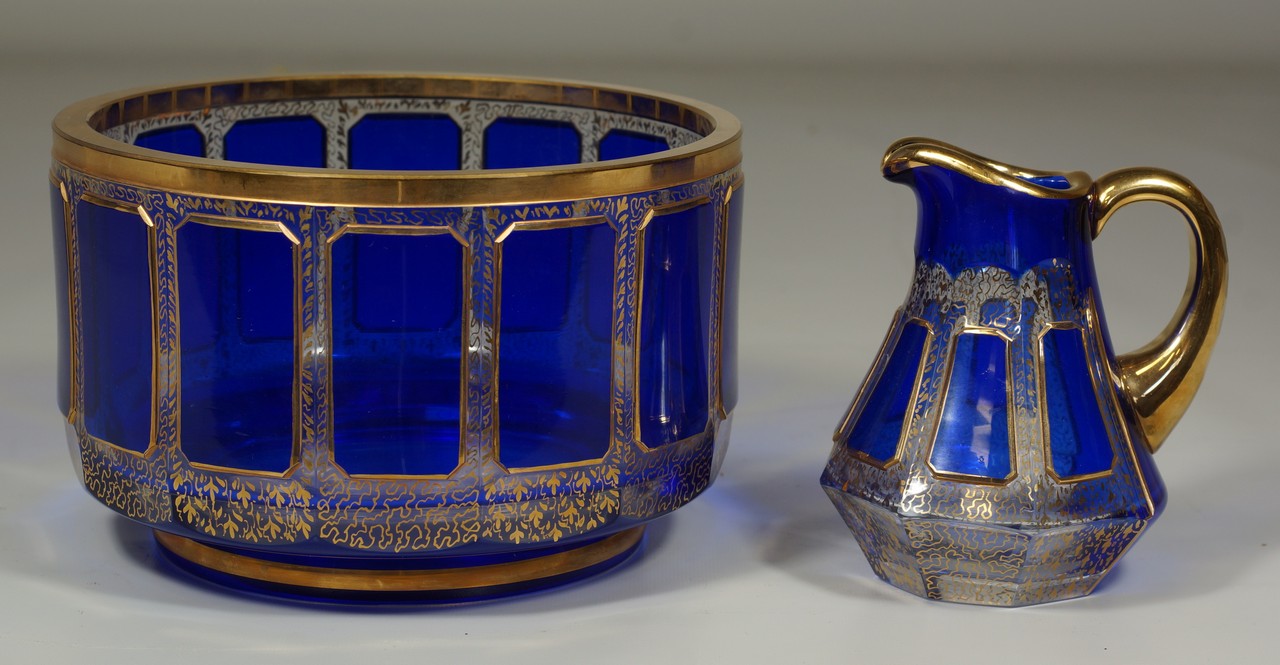 Appraisal: Unmarked pieces of cobalt cut to clear Bohemian crystal with