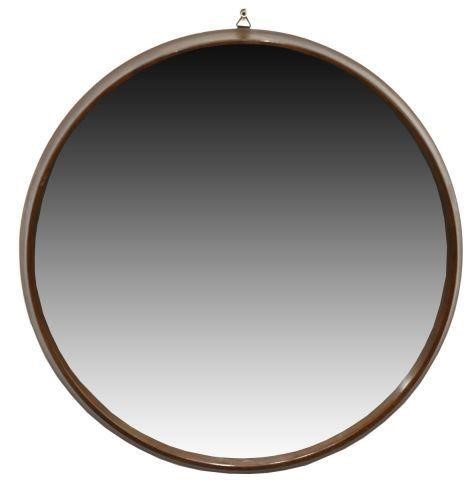 Appraisal: Italian mid-century modern teakwood round wall mirror c s approx