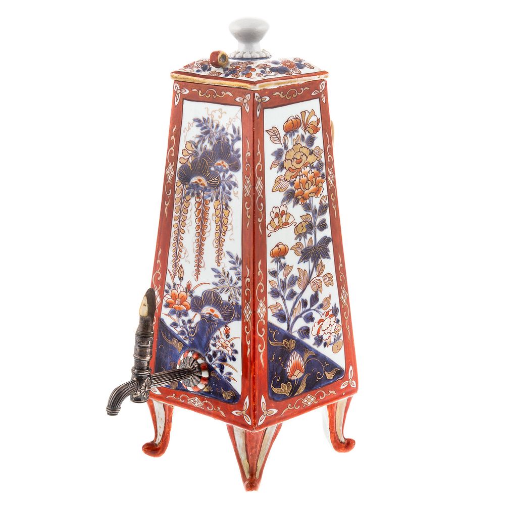 Appraisal: Japanese Imari Porcelain Water Urn Circa - paneled obelisk water