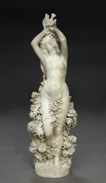 Appraisal: A French carved marble figure of Spring second half th