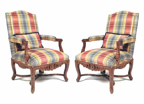 Appraisal: A pair of Louis XV style chairs height in width