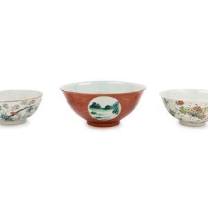 Appraisal: Three Chinese Famille Rose Porcelain Bowls TH CENTURY the first