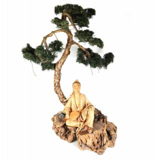 Appraisal: Leather sculpture depicting a man under a pine tree mounted