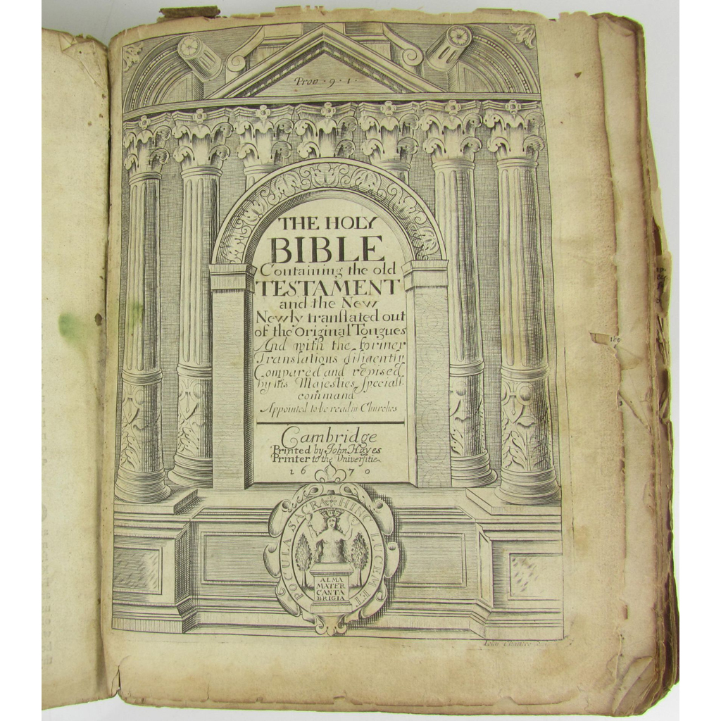 Appraisal: Holy Bible English The Holy Bible Cambridge John Hayes to