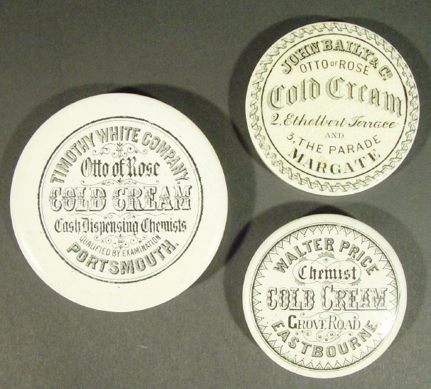 Appraisal: Three Victorian Prattware advertising pot lids each printed in black