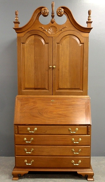 Appraisal: - Chippendale style walnut secretary bookcase by the Thomas Jefferson