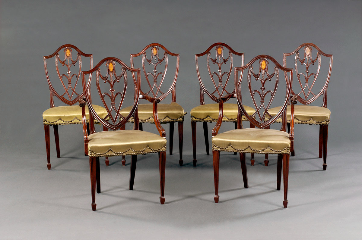 Appraisal: SET OF SIX NEW YORK FEDERAL INLAID MAHOGANY DINING CHAIRS