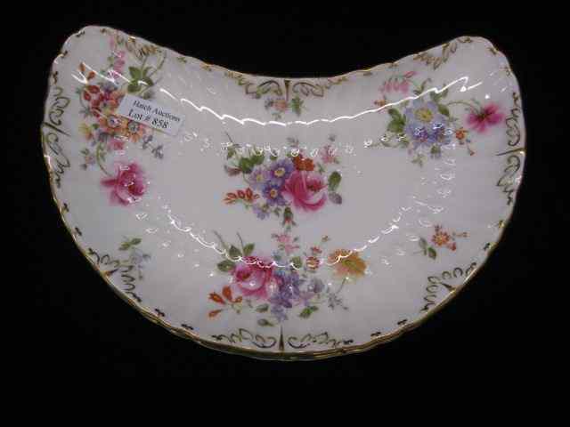 Appraisal: Set of Royal Crown Derby Crescent SaladPlates elegant floral sprays