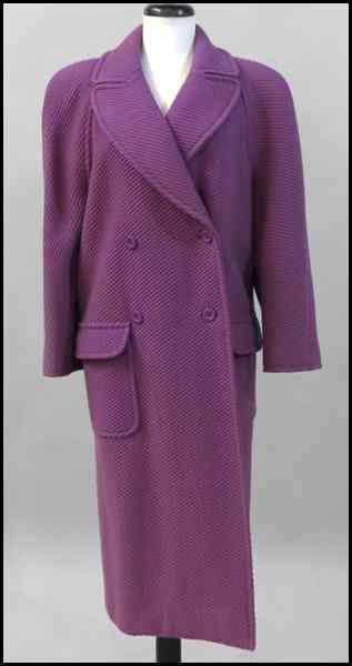 Appraisal: VALENTINO BOUTIQUE PURPLE RIBBED WOOL DOUBLE BREASTED COAT Size Condition