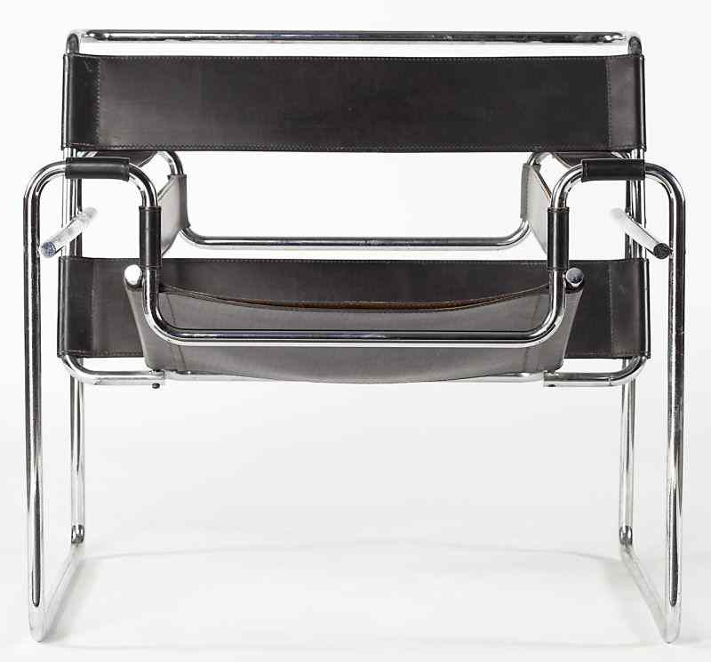 Appraisal: Marcel Breuer Am - Wassily Chairoriginal black leather and chrome