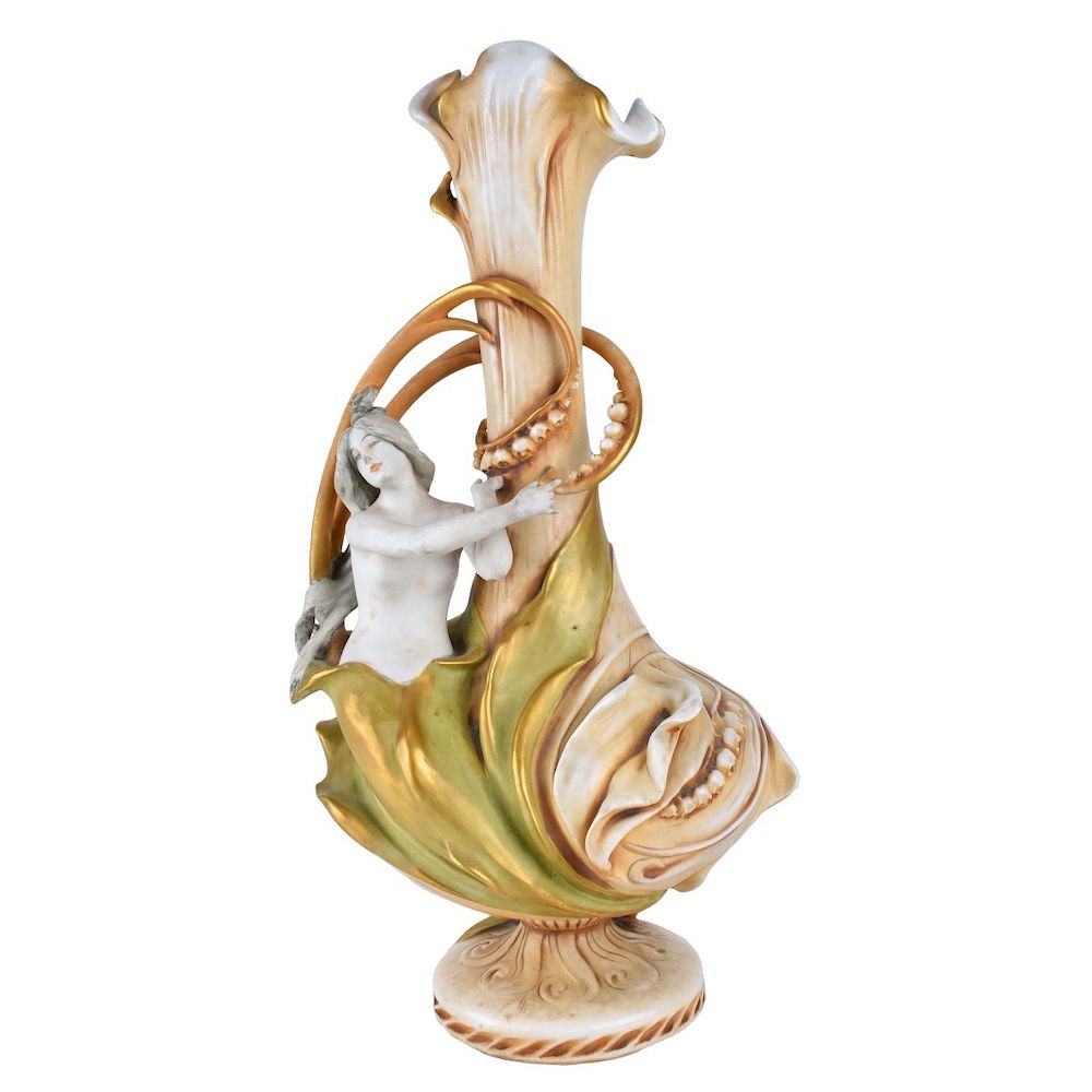 Appraisal: Eduard Stellmacher Amphora Maiden Vase Eduard Stellmacher for Imperial Amphora