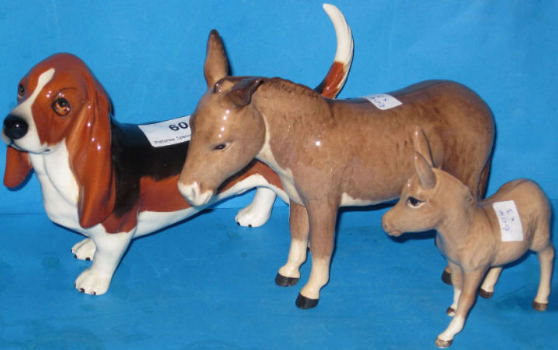 Appraisal: Beswick Donkey Donkey Foal and Bassett Hound