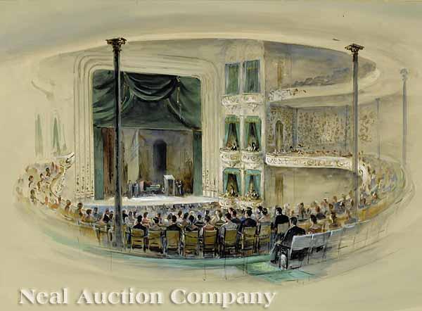 Appraisal: Southern School th c French Opera House New Orleans watercolor