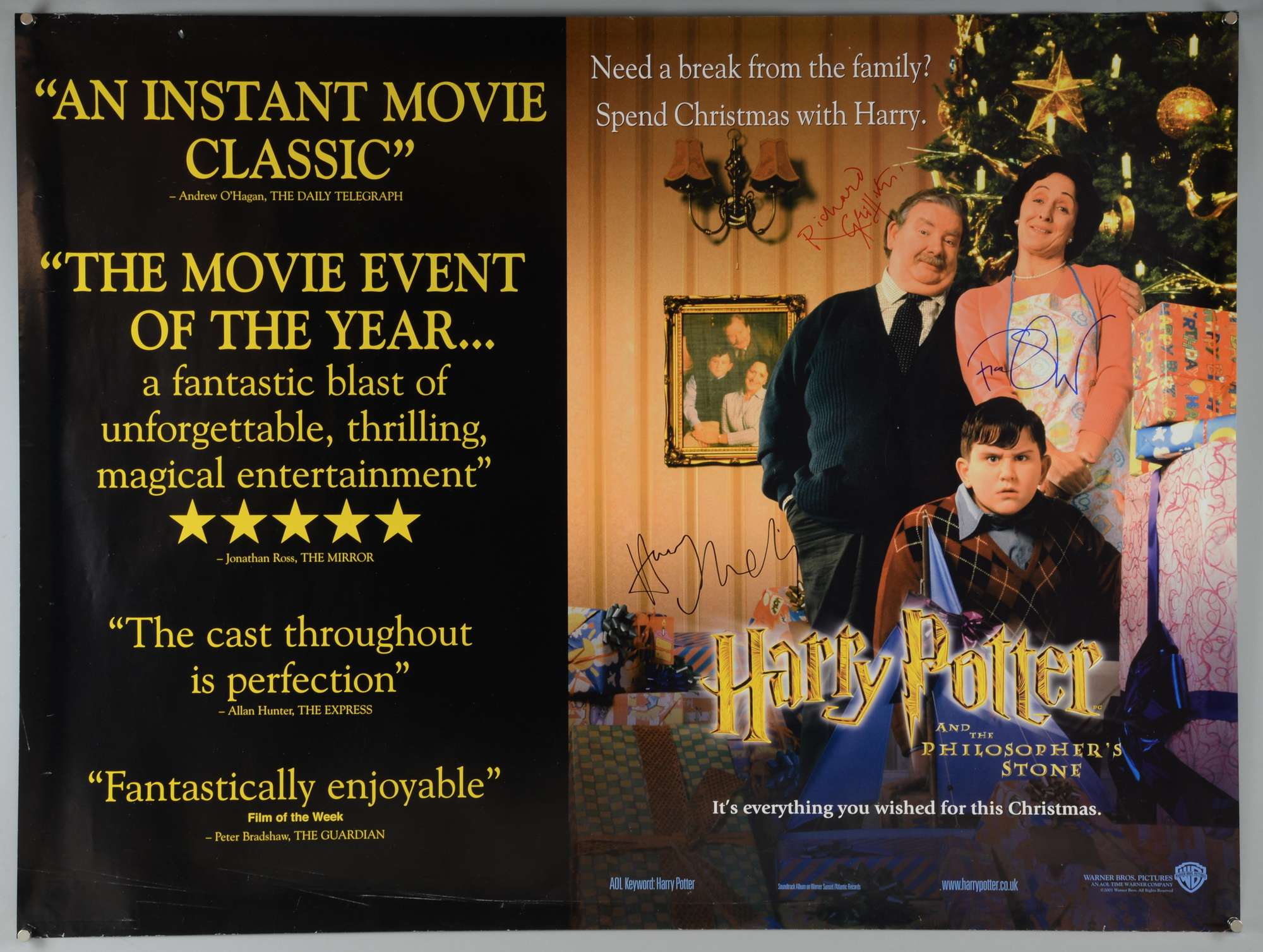 Appraisal: Harry Potter British Quad film poster signed by Richard Griffiths