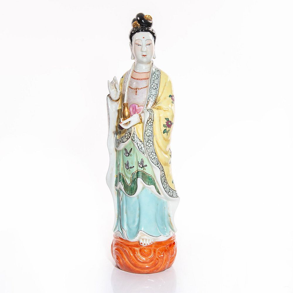 Appraisal: ANTIQUE TRADITIONAL CHINESE PORCELAIN FIGURINE Hand decorated woman wearing dress