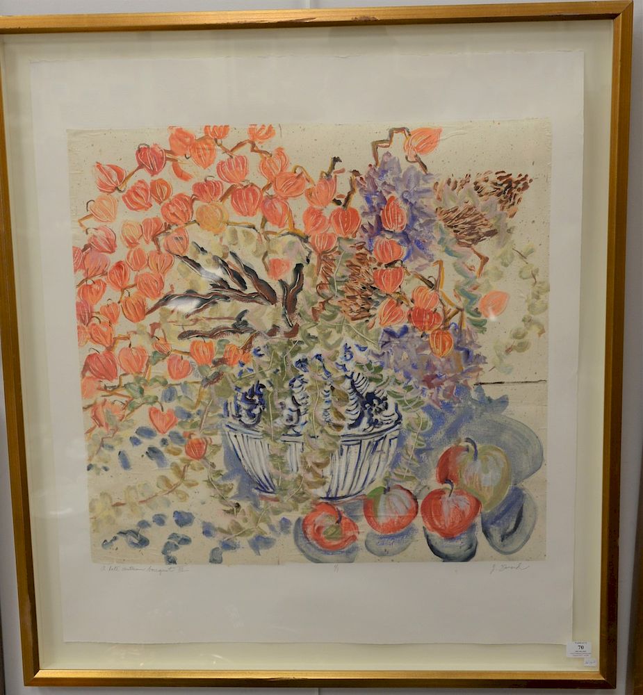 Appraisal: Jamie Evrard colored lithograph A Late Autumn Bouquet III pencil