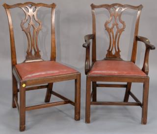 Appraisal: Set of ten Regency Chippendale style mahogany dining chairs with