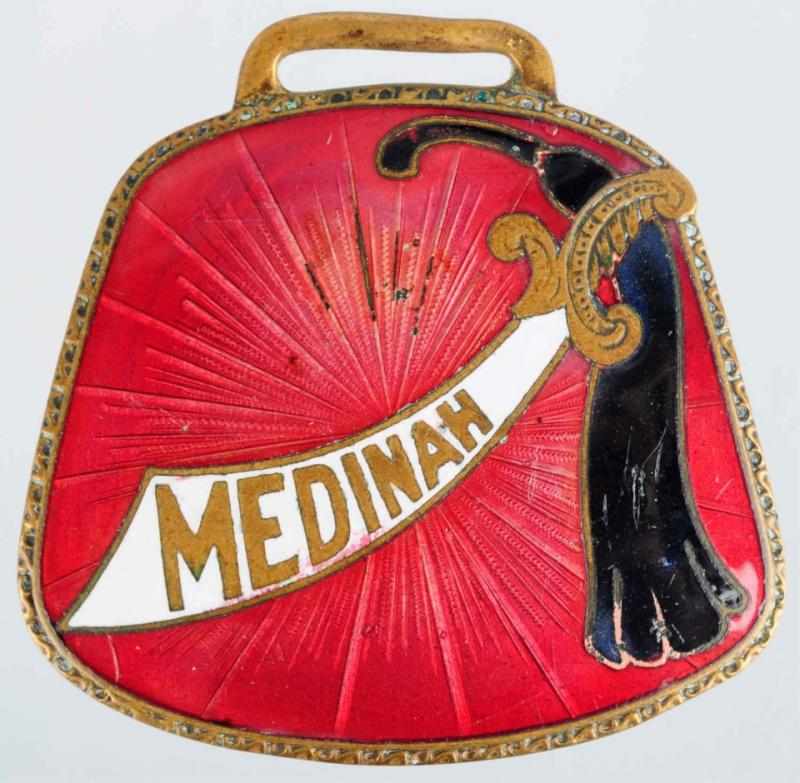 Appraisal: Medinah Enameled Fob with Sword Embossed PIlgrimage to St Paul