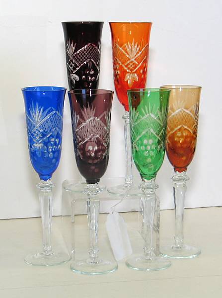 Appraisal: A harlequin suite of cut glass stemware modern height in