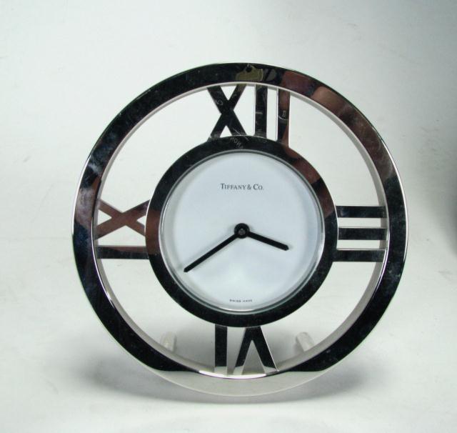 Appraisal: Tiffany Co Desk Clock '' diameter stainless with white face