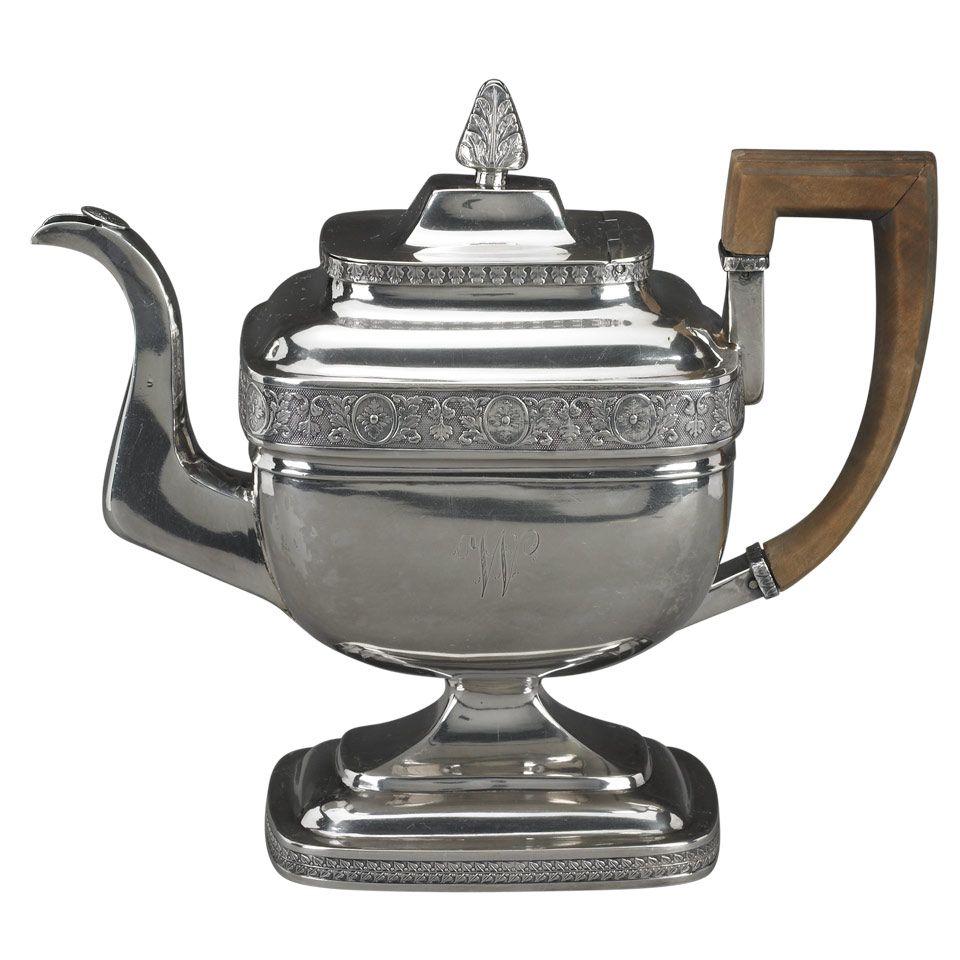 Appraisal: American Silver Teapot Simon Chaudron Anthony Rasch Philadelphia Pa c