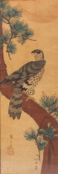 Appraisal: Antique Japanese ink and color on paper painting of bird