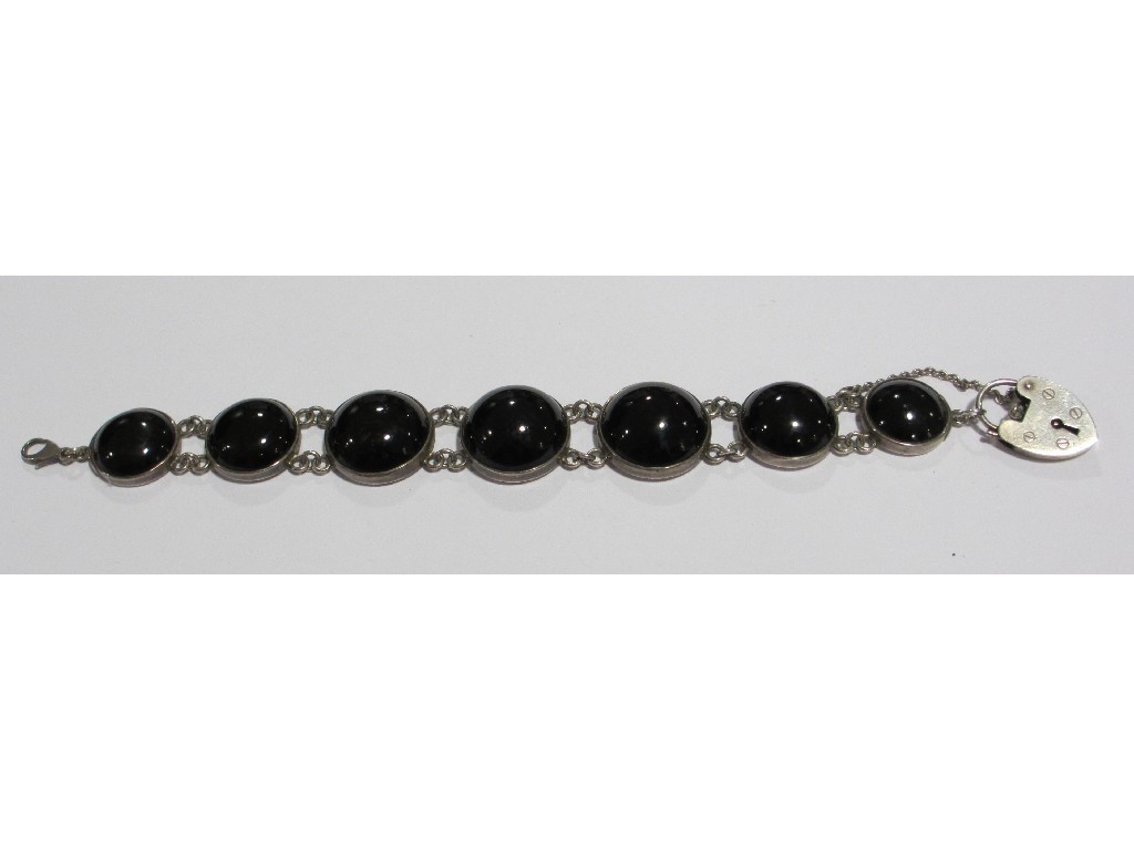 Appraisal: Silver and onyx bracelet