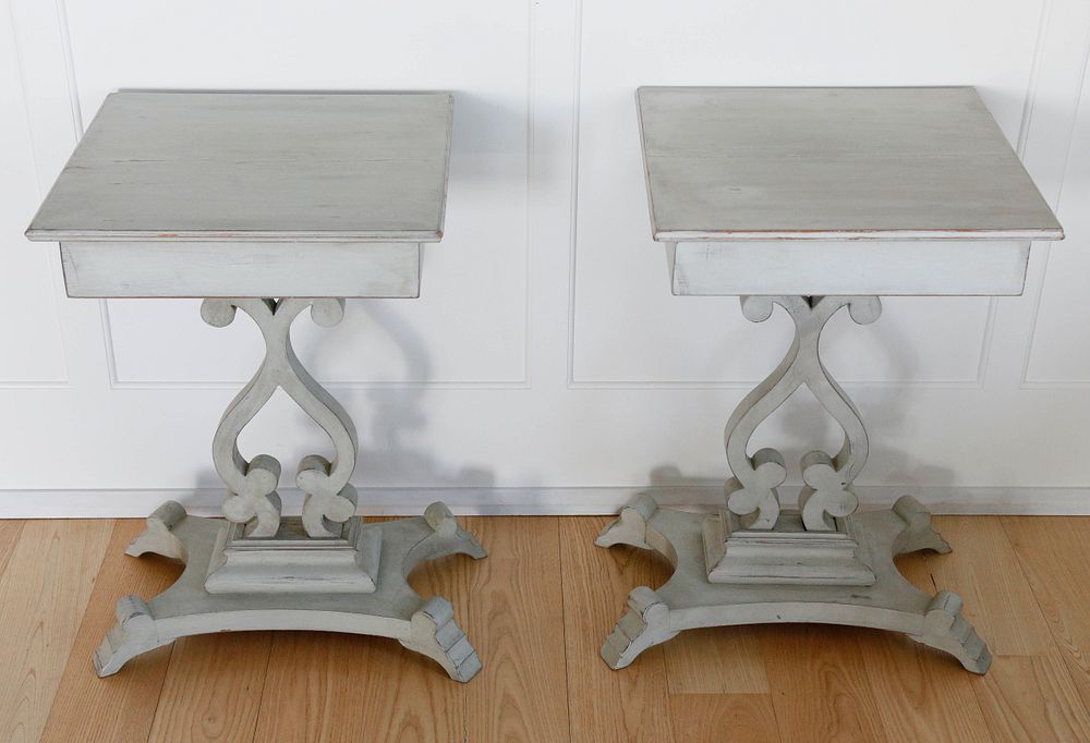 Appraisal: Pair of Antique Scandinavian Square Side Stands Pair of Antique