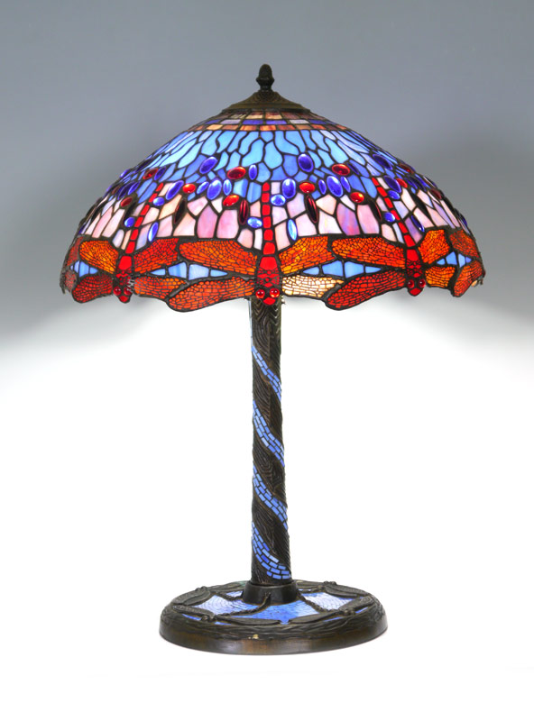 Appraisal: TIFFANY STYLE DRAGONFLY TABLE LAMP Based on the classic Tiffany