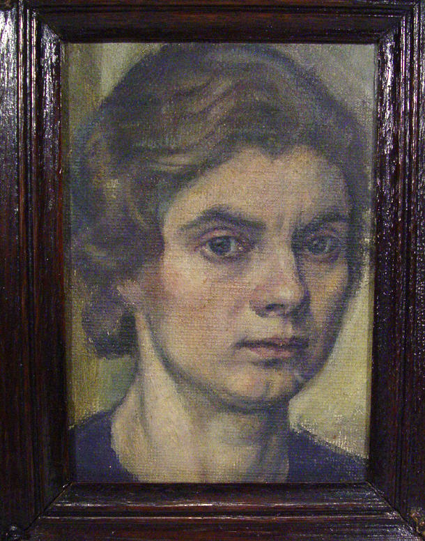 Appraisal: Unsigned oil onto canvas portrait of a woman in a