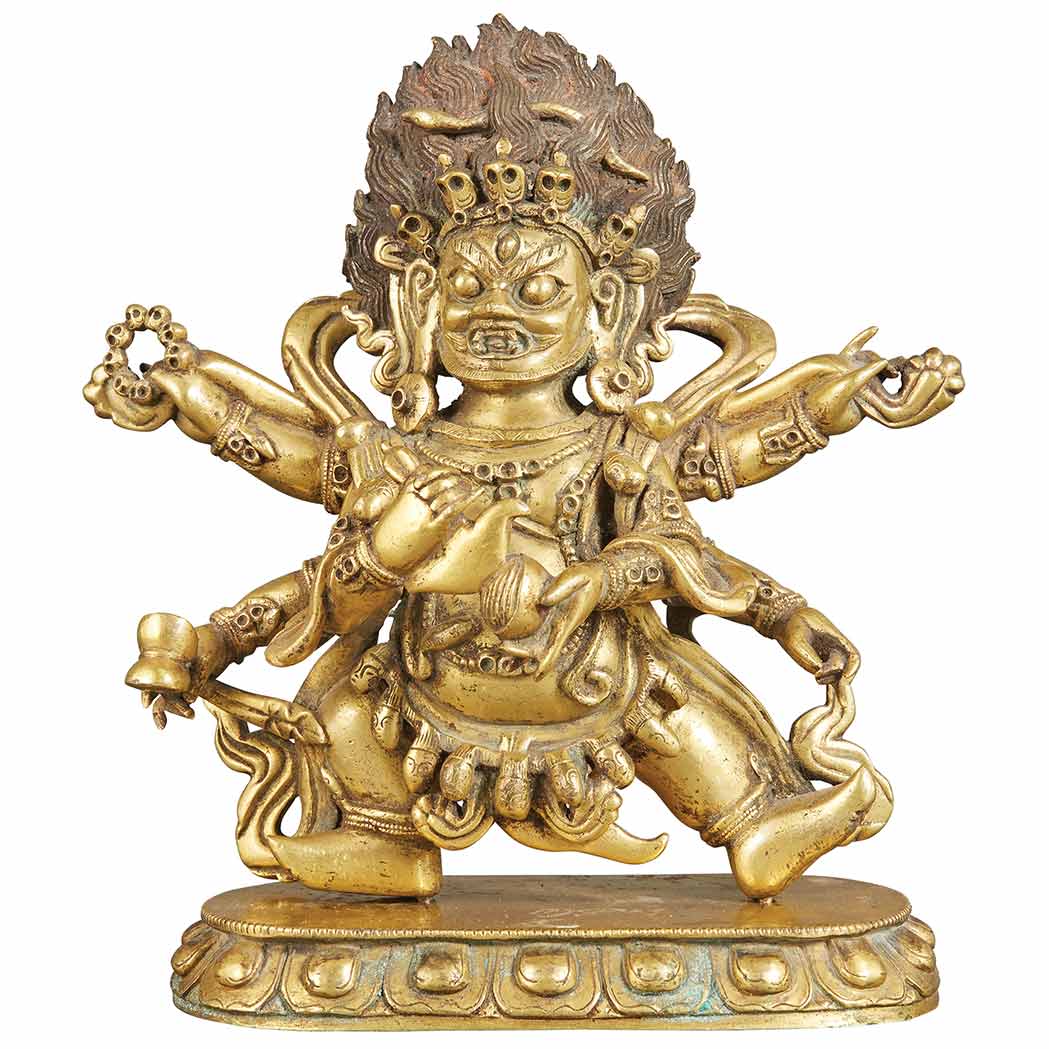 Appraisal: Sino-Tibetan Gilt-Bronze Figure of a Wrathful Deity th Century Standing