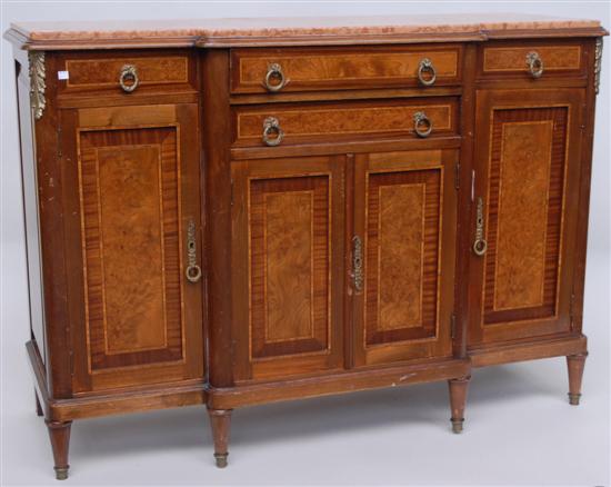 Appraisal: SIDEBOARD An antique Louis XVI style marble top satinwood banded