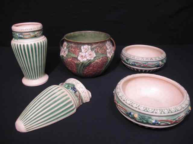 Appraisal: Assorted Roseville art pottery pieces pieces total Includes two bowls