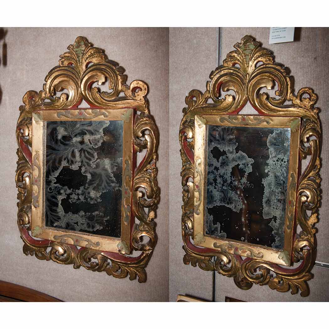 Appraisal: Pair of Italian Rococo Style Gilt-Wood Diminutive Mirrors