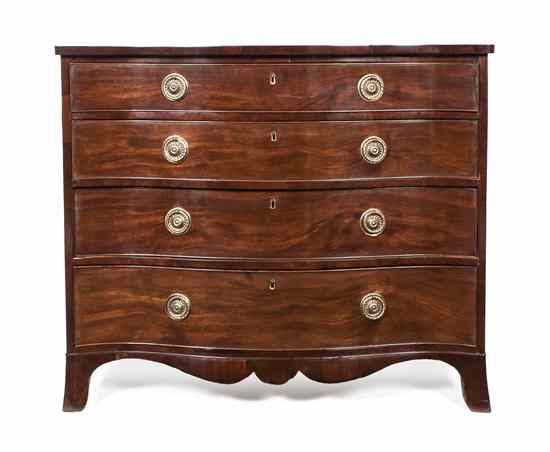 Appraisal: A Georgian Style Mahogany Chest of Drawers having a bow