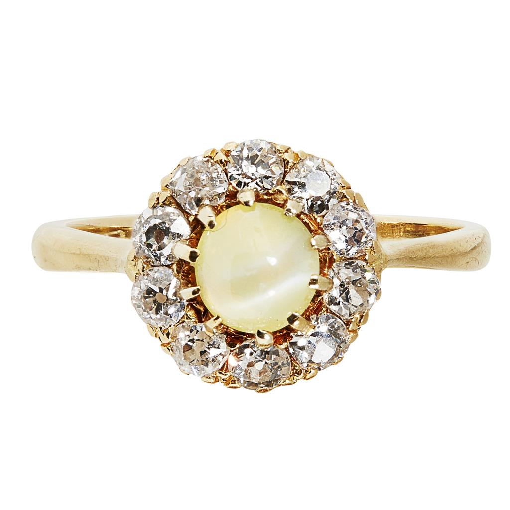 Appraisal: A diamond and chrysoberyl set ring claw set with a