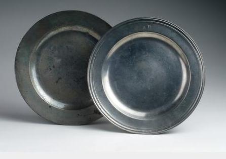 Appraisal: ENGLISH PEWTER MULTIPLE-REEDED FLAT-RIM PLATE WITH OWNER'S INNITIALS API CIRCA