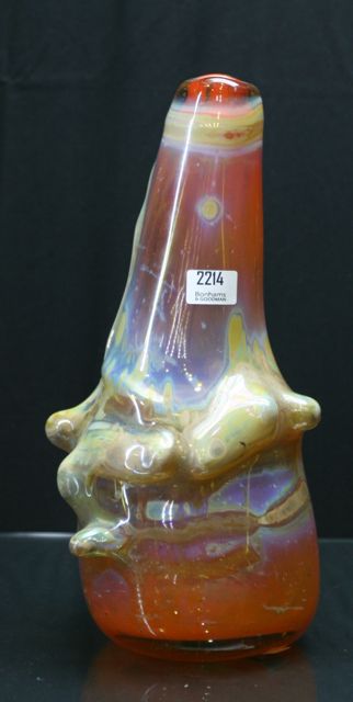 Appraisal: Sam Herman blown glass organic vase dated SA cm high