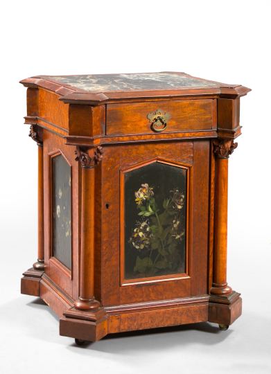 Appraisal: Napoleon III Polychromed Stained Maple and Bird's-Eye Maple Night Stand