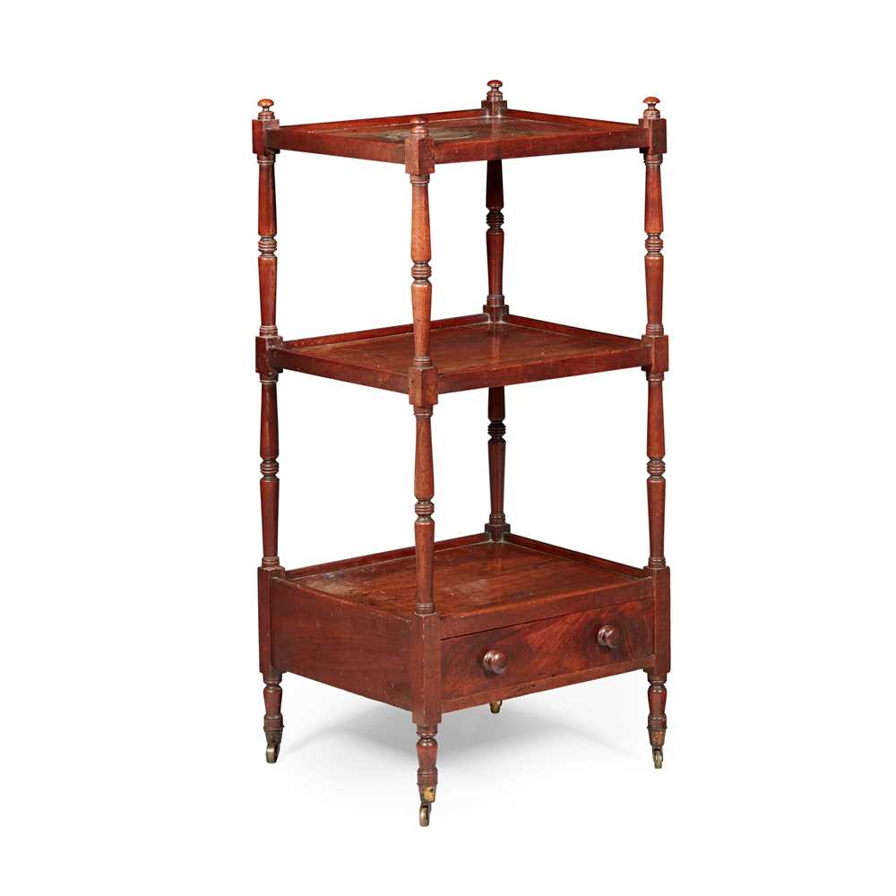 Appraisal: REGENCY MAHOGANY WHATNOT EARLY TH CENTURY with three tiers the