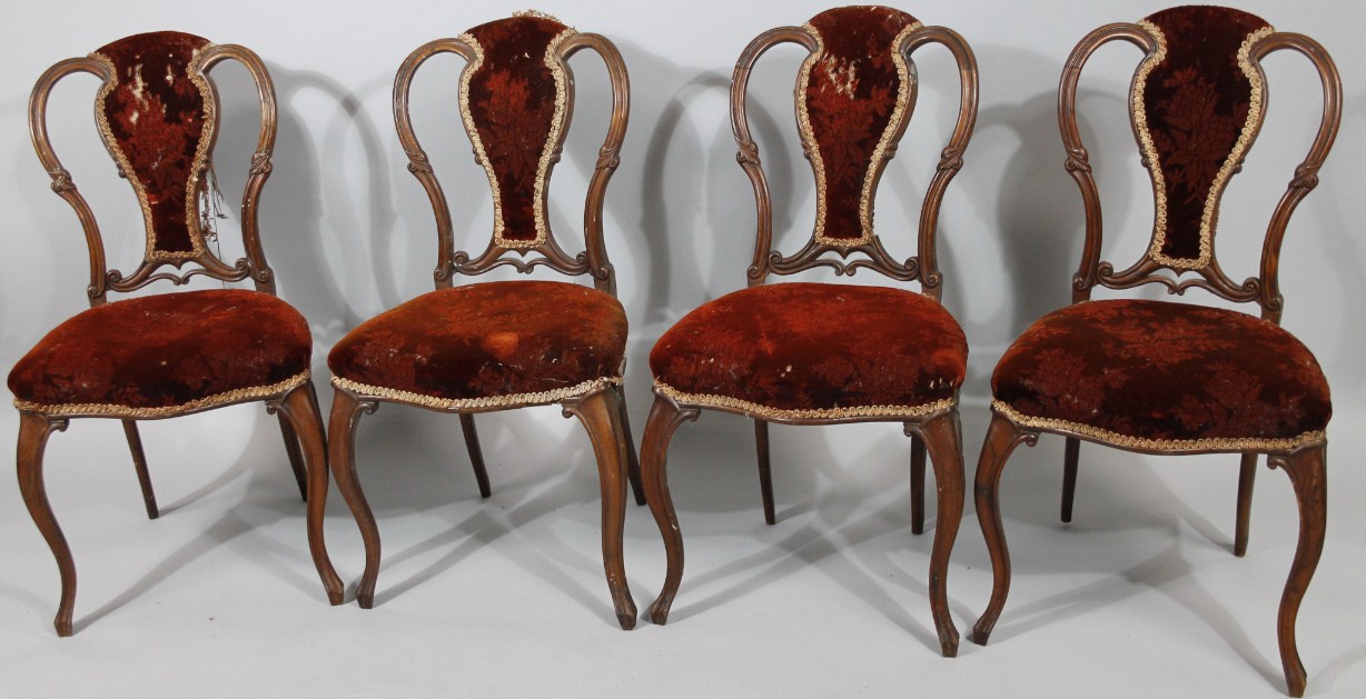 Appraisal: A set of four early thC French walnut salon chairs