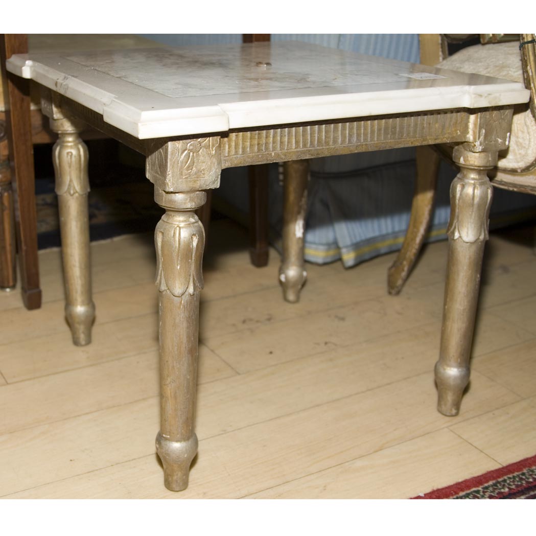 Appraisal: Pair of Louis XVI Style Marble Top Gilt-Wood Low Tables